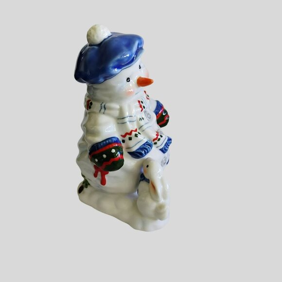 Priscilla Hillman Snow Folks Enesco "Lets Have A Ball" Vintage Snowman Figurine - Picture 7 of 9